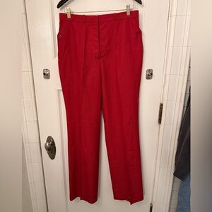 Vintage Red High Waisted Slacks with Buttoned Pocket Detail